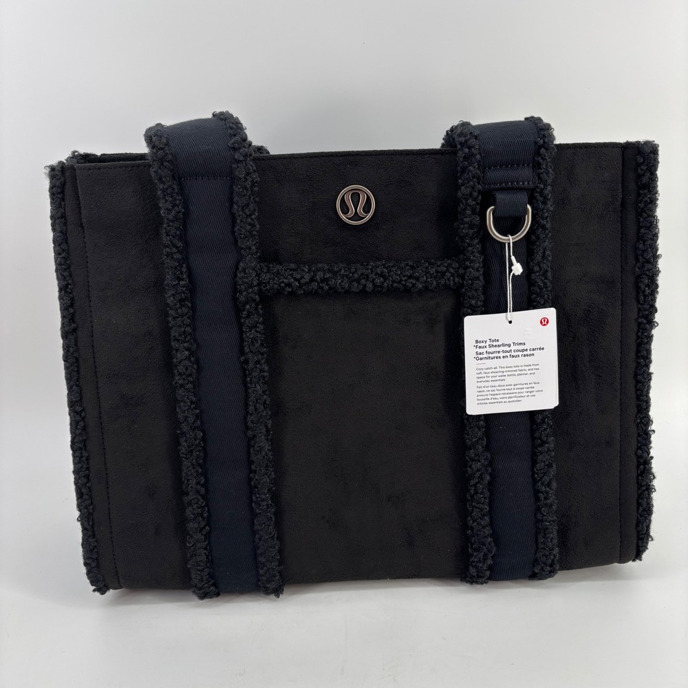 Lululemon Boxy Tote Women O/S Black Faux Shearling Trims NWT